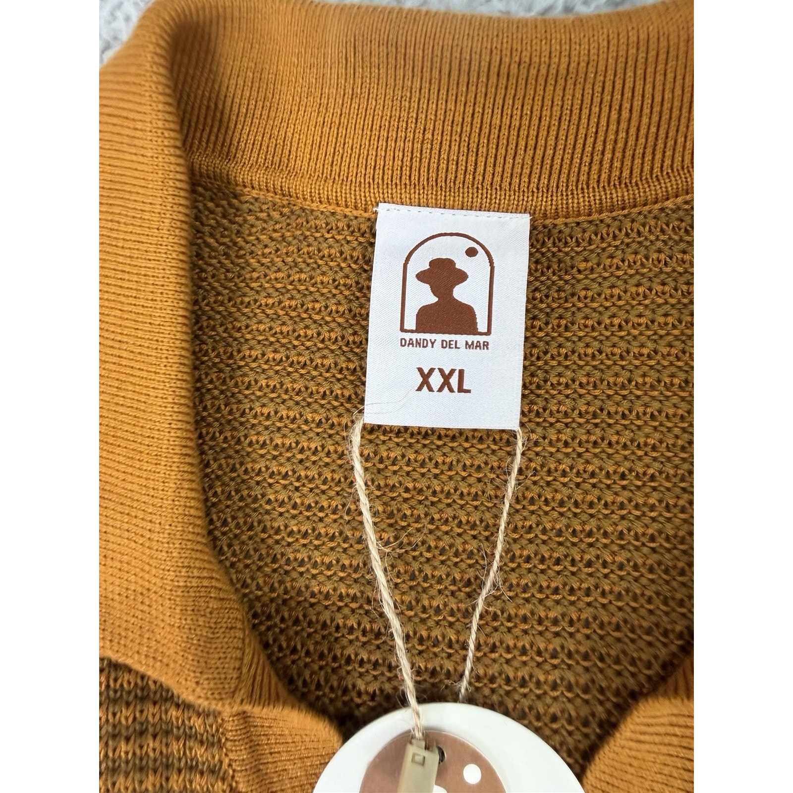Dandy Del Mar Polo Men’s 2xl The Sebastian Knit Long Sleeve Polo Burnt Sienna — image 3 of 8